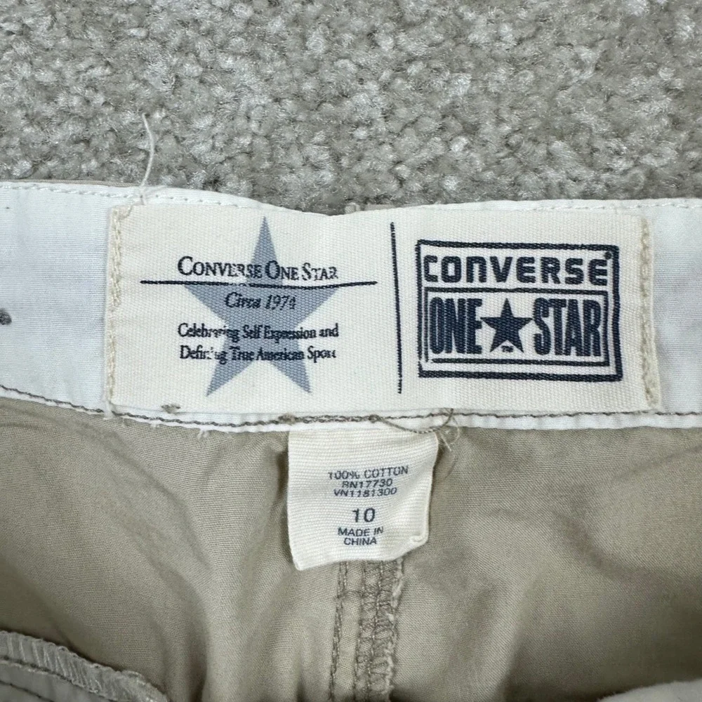 Converse One Star Khaki Cargo Pants Womens Sz 10 Tan Cotton Straight Leg Utility